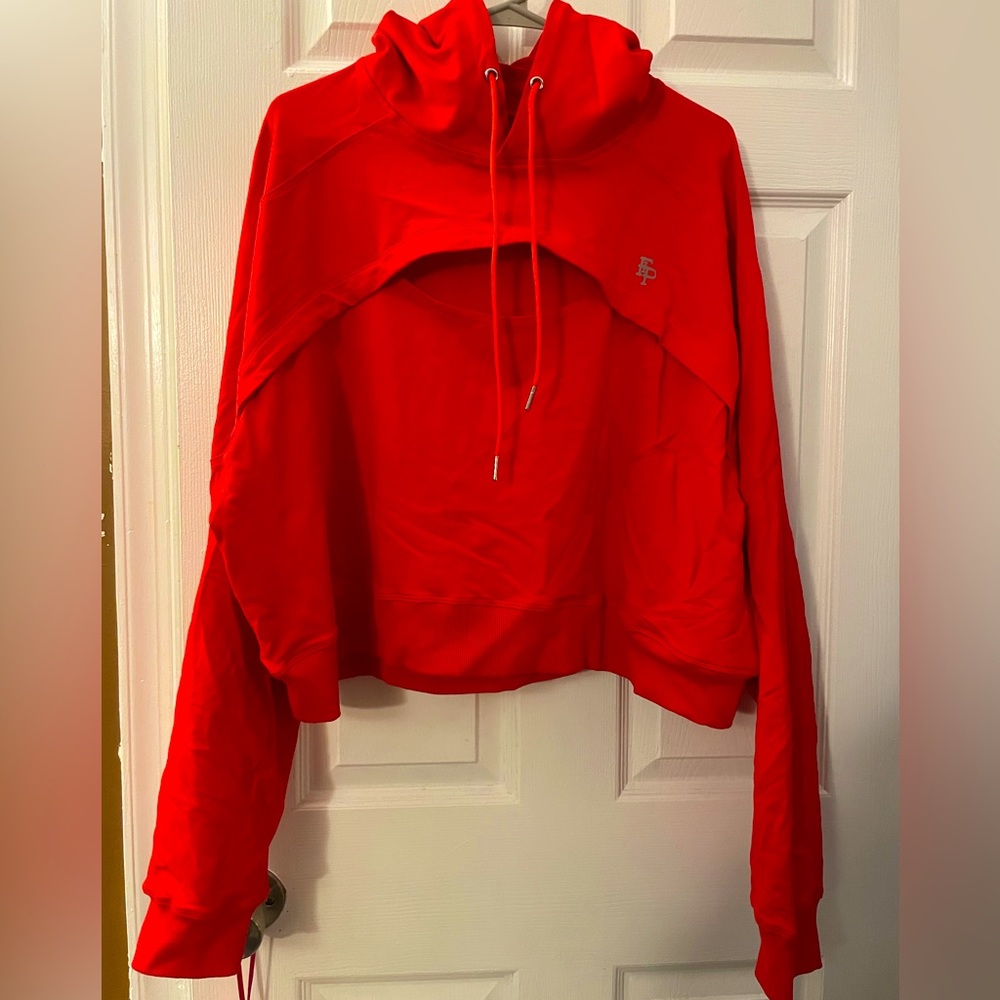 Flex It Pink Crop Hoodie with Peek-A-Boo chest.